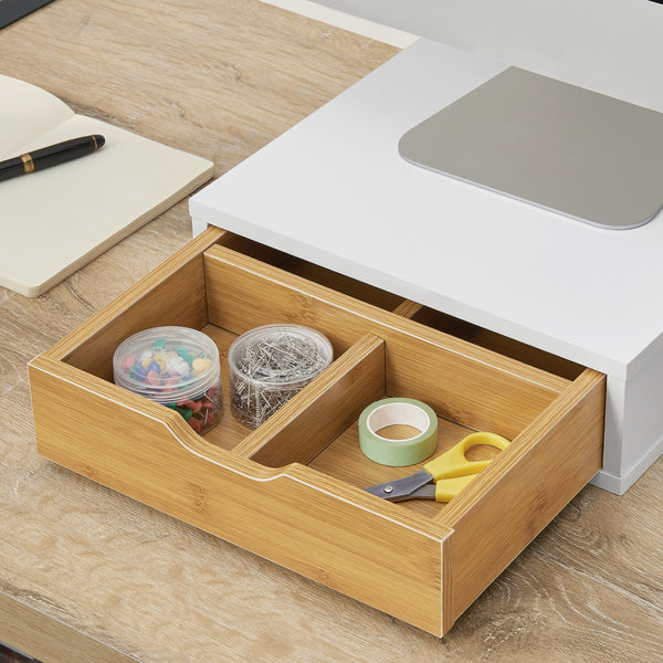 Schubladenbox Vieremä 9x30x31cm Weiß/Bambusoptik [en.casa]