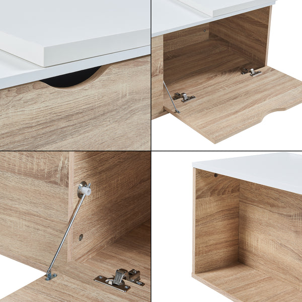 Beistelltisch Österåker 100x47,5x40 cm Holzoptik/Weiß [en.casa]
