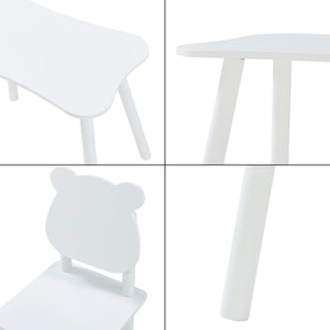 Kindersitzgruppe Panjang mit Teddybär-Design Weiß [en.casa]