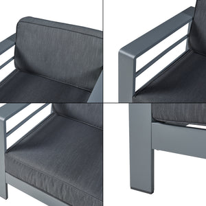 Outdoor-Sesselset mit Tisch Avise 3-tlg. Aluminium [casa.pro]