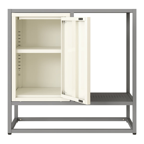Sideboard Burlöv Stahl 70x72x35 cm Grau/Weiß [en.casa]