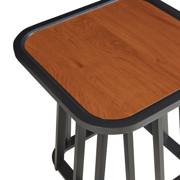Beistelltisch Burgess 51x51x51 cm Schwarz/Walnussoptik [en.casa]