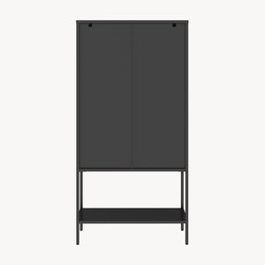 Vitrinenschrank Borshavisa Stahl 2-türig 160x80x35 cm Schwarz [en.casa]