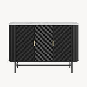 Sideboard Olvehok 110x40x77 cm Schwarz/Marmoroptik, weiß [en.casa]