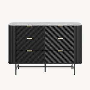 Kommode Olvehok 120x40x81 cm Schwarz/Marmoroptik, weiß [en.casa]