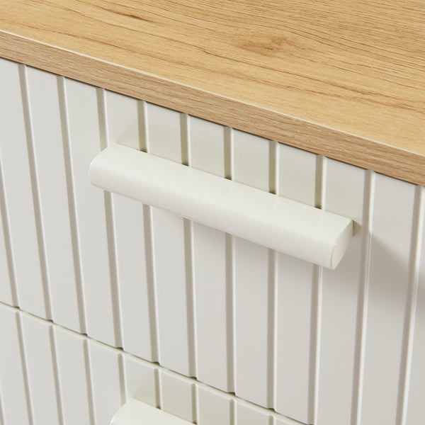 Nachttisch Ferrersp mit 2 Schubladen 50x40x40 cm Eicheoptik/Sandfarben [en.casa]