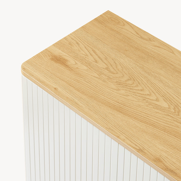 Sideboard Ferrersp mit 2 Türen 80x80x40 cm Eicheoptik/Sandfarben [en.casa]