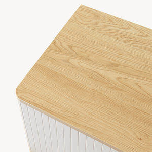 Nachtschrank Ferrersp mit Tür 50x40x40 cm Eicheoptik/Sandfarben [en.casa]