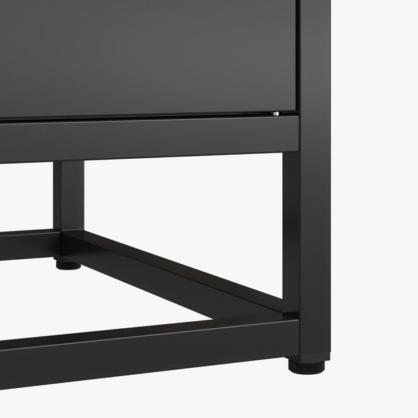 Bücherregal mit Schrank Hailuoto 80x40x180 cm Stahl Schwarz, matt [en.casa]