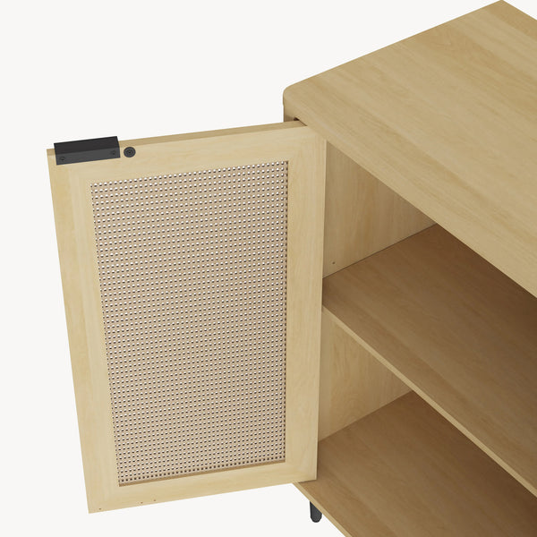 Sideboard Lukhomso 83x80x40 cm Eicheoptik/Rattanoptik [en.casa]
