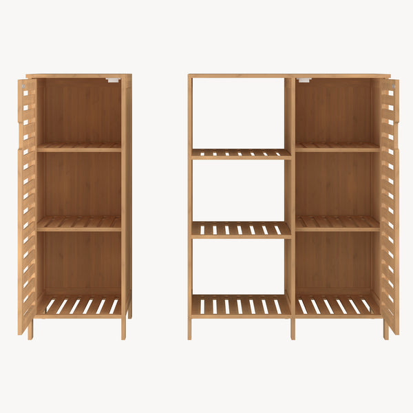 Beistellschrank Hakseri 2-tlg. 87x99x33 cm Bambus Natur [en.casa]