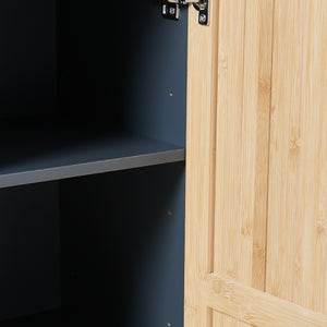 Badezimmerschrank Svanes 90x30x30 cm Dunkelgrau/Natur [en.casa]