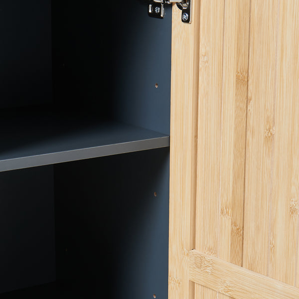 Badezimmerschrank Svanes 90x30x30 cm Dunkelgrau/Natur [en.casa]