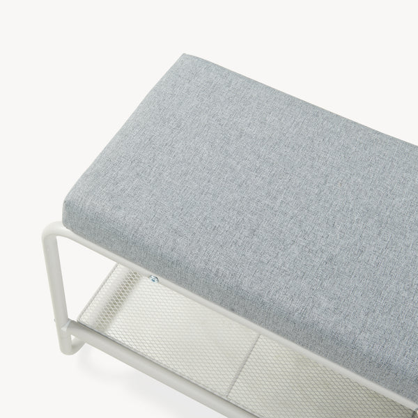 Schuhbank mit Kinderhocker Jässaatka Stahl 100x32x46 cm Grau [en.casa]