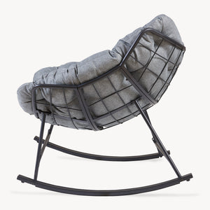 Korb-Schaukelstuhl Villeneuve 85x90x91 cm Schwarz/Grau [en.casa]