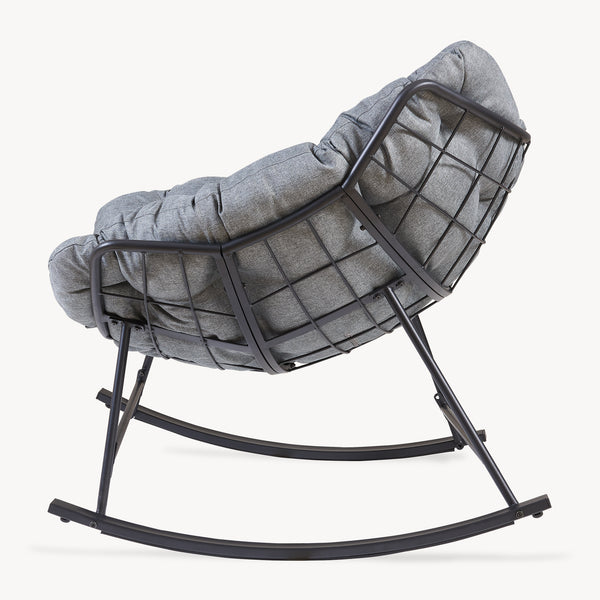 Korb-Schaukelstuhl Villeneuve 85x90x91 cm Schwarz/Grau [en.casa]