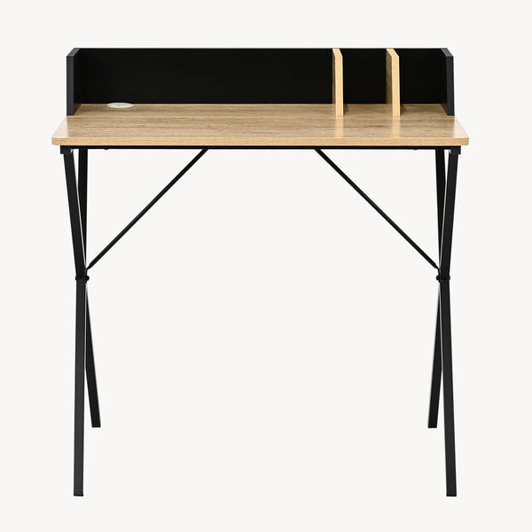 Schreibtisch Kappespoo 84x80x50 cm Schwarz/Eicheoptik [en.casa]