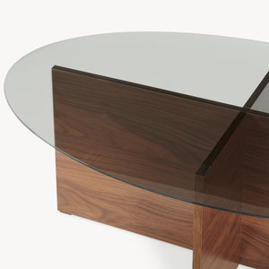 Couchtisch Viroya mit Glasplatte 100x60x36 cm Walnussoptik/Grau [en.casa]
