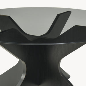 Couchtisch Imi mit Glasplatte Ø70x35 cm Schwarz/Grau [en.casa]