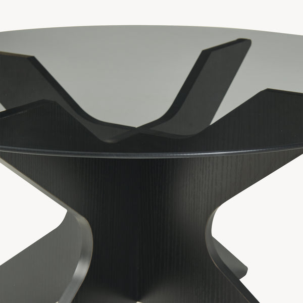 Couchtisch Imi mit Glasplatte Ø70x35 cm Schwarz/Grau [en.casa]