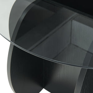 Couchtisch Karhuvandi mit Glasplatte Ø70x40 cm Schwarz/Grau [en.casa]