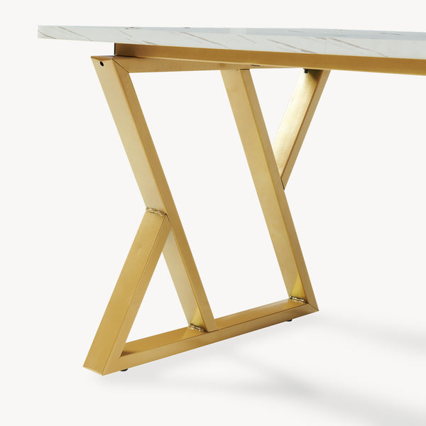 Couchtisch Nolu 120x60x46 cm Goldfarben/Marmoroptik, weiß [en.casa]
