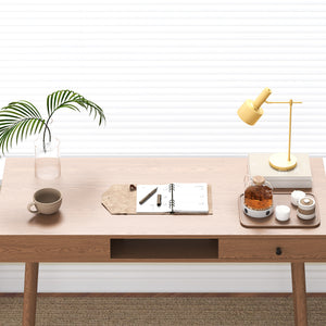 Schreibtisch Habo mit Ablage und Schublade 75x115x48 cm Walnussoptik [en.casa]