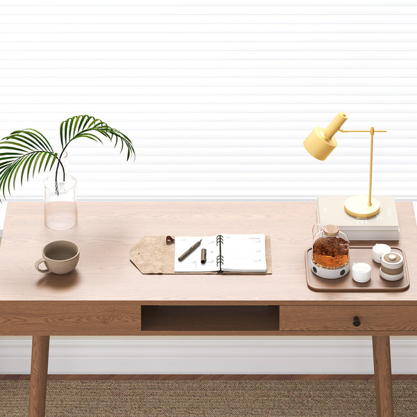 Schreibtisch Habo mit Ablage und Schublade 75x115x48 cm Walnussoptik [en.casa]