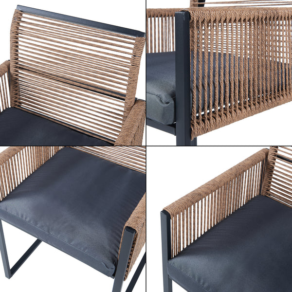 Gartenmöbelset Accadia 3-tlg. Schwarz/Braun [casa.pro]