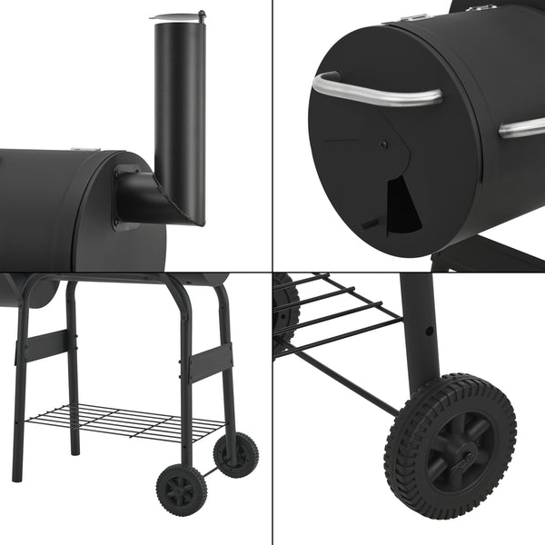 Smoker Grillwagen Arielli 115x110x64cm Schwarz [casa.pro]