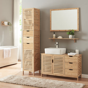 Hochschrank Boksereys 180x35x35 cm Bambus [en.casa]
