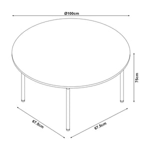Essgruppe Hemnes 5-teilig rund Hellbraun [en.casa]
