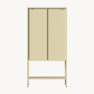 Vitrinenschrank Klippestad Stahl 160x80x35 cm Kamelfarben [en.casa]