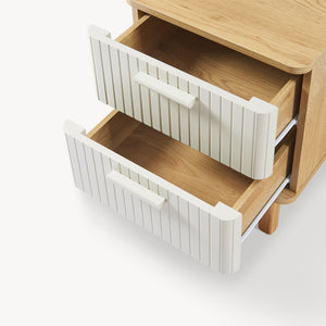 Nachttisch Ferrersp mit 2 Schubladen 50x40x40 cm Eicheoptik/Sandfarben [en.casa]