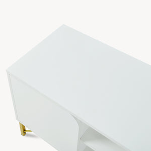 Fernsehschrank Reyri 120x39x52 cm Weiß/Goldfarben [en.casa]