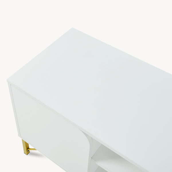 Fernsehschrank Reyri 120x39x52 cm Weiß/Goldfarben [en.casa]