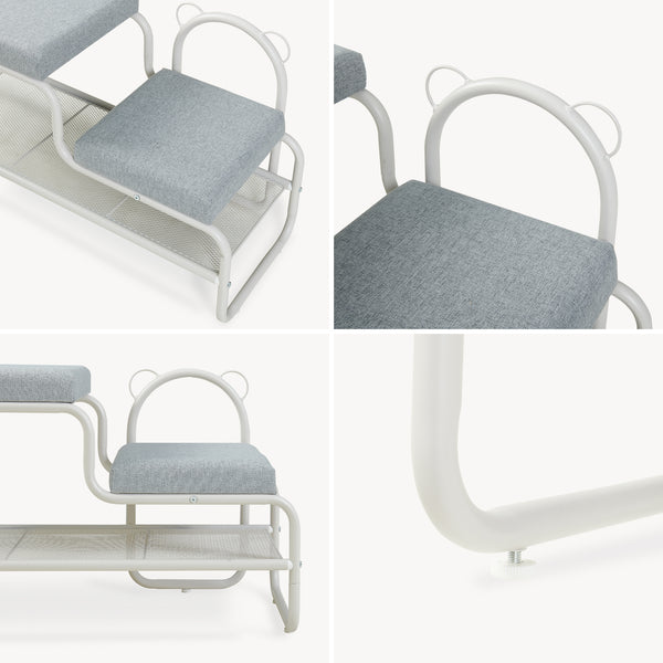 Schuhbank mit Kinderhocker Jässaatka Stahl 100x32x46 cm Grau [en.casa]