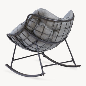 Korb-Schaukelstuhl Villeneuve 85x90x91 cm Schwarz/Grau [en.casa]