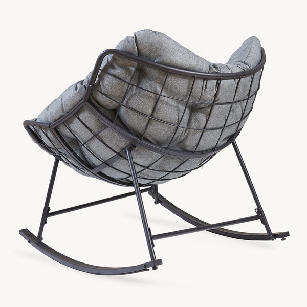 Korb-Schaukelstuhl Villeneuve 85x90x91 cm Schwarz/Grau [en.casa]