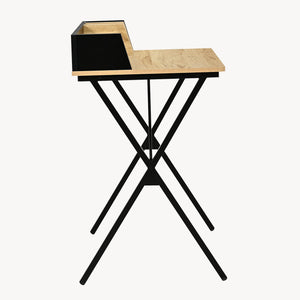 Schreibtisch Kappespoo 84x80x50 cm Schwarz/Eicheoptik [en.casa]