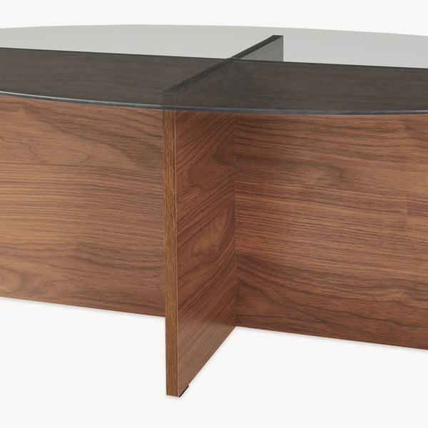 Couchtisch Viroya mit Glasplatte 100x60x36 cm Walnussoptik/Grau [en.casa]
