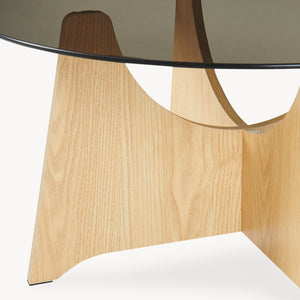 Couchtisch 'Omlar' mit Glasplatte rund Ø70 x 35 cm Eicheoptik / Rauchgrau