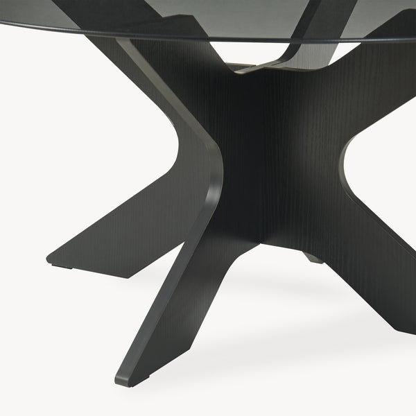 Couchtisch Imi mit Glasplatte Ø70x35 cm Schwarz/Grau [en.casa]
