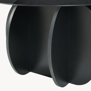 Couchtisch Karhuvandi mit Glasplatte Ø70x40 cm Schwarz/Grau [en.casa]