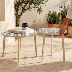 Outdoor Satztisch Faeto 2-tlg. Glasplatte Champagne [casa.pro]