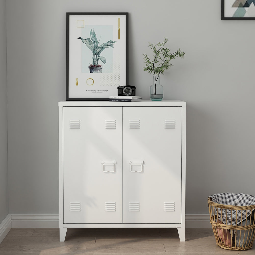 Metallschrank Oripää - 90x80x33cm - Weiß