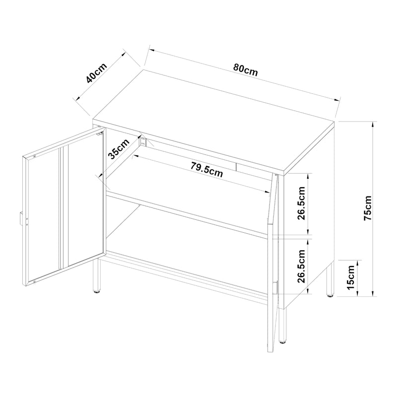 Maßskizze Aktenschrank Hailuoto Stahl [en.casa]