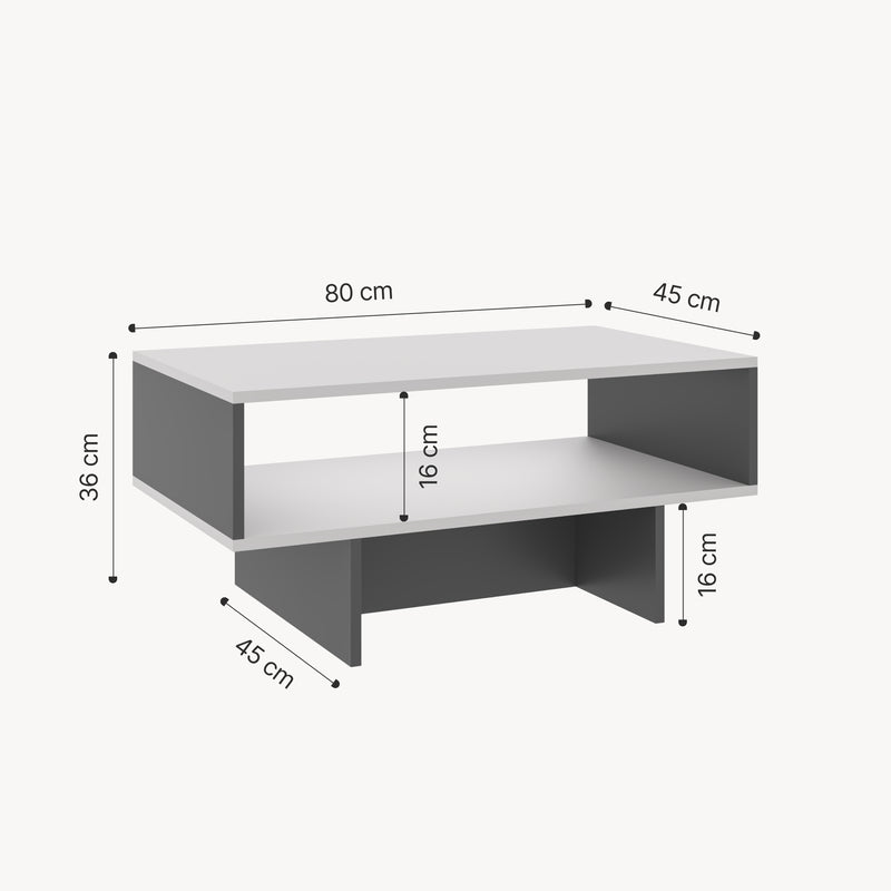 Maßskizze Couchtisch Mjölby 36.4x80x45 cm in versch. Farben [en.casa]