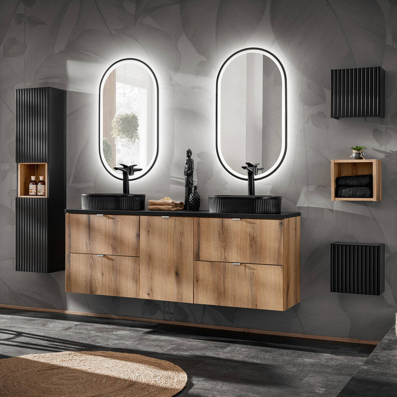 Maßskizze Badezimmer Regal Skelbolu 27x25x21 cm [en.casa]