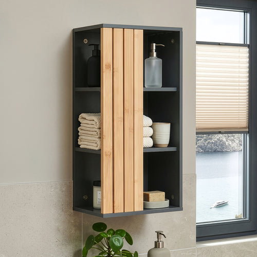 Hängeschrank Svanes 60x30x20 cm Dunkelgrau/Natur [en.casa]